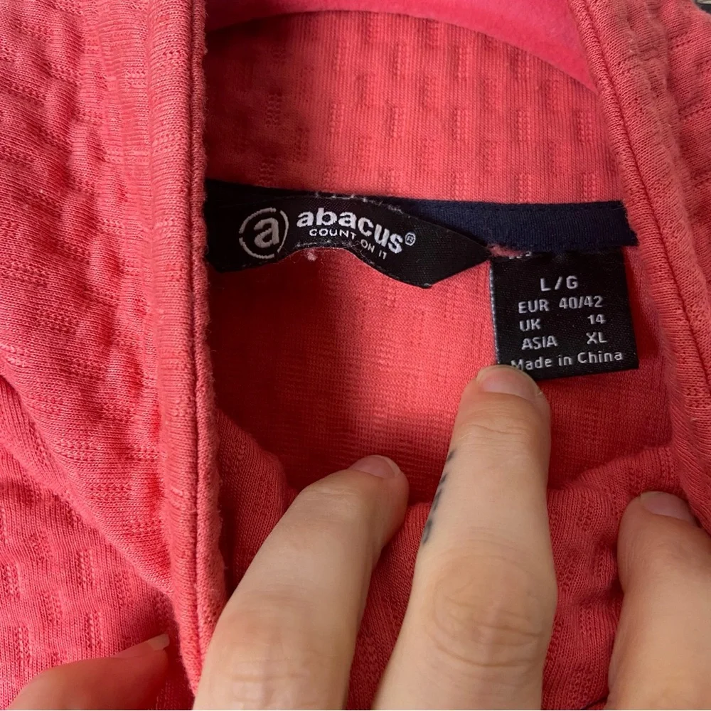 Abacus Sportswear Women Large Golf Zip Up Midlayer Jacket Coral Or angle Logo